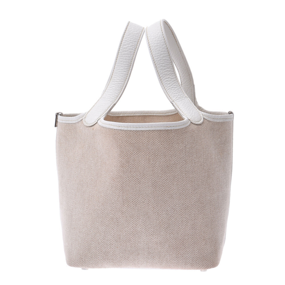 HERMES Picotin White Leather Handbag I Circa Toile icier
